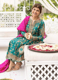 Farha Talib Aziz Wedding Festive Raw Silk Hand Made Collection Unstitched Avisa Emerald Kurta